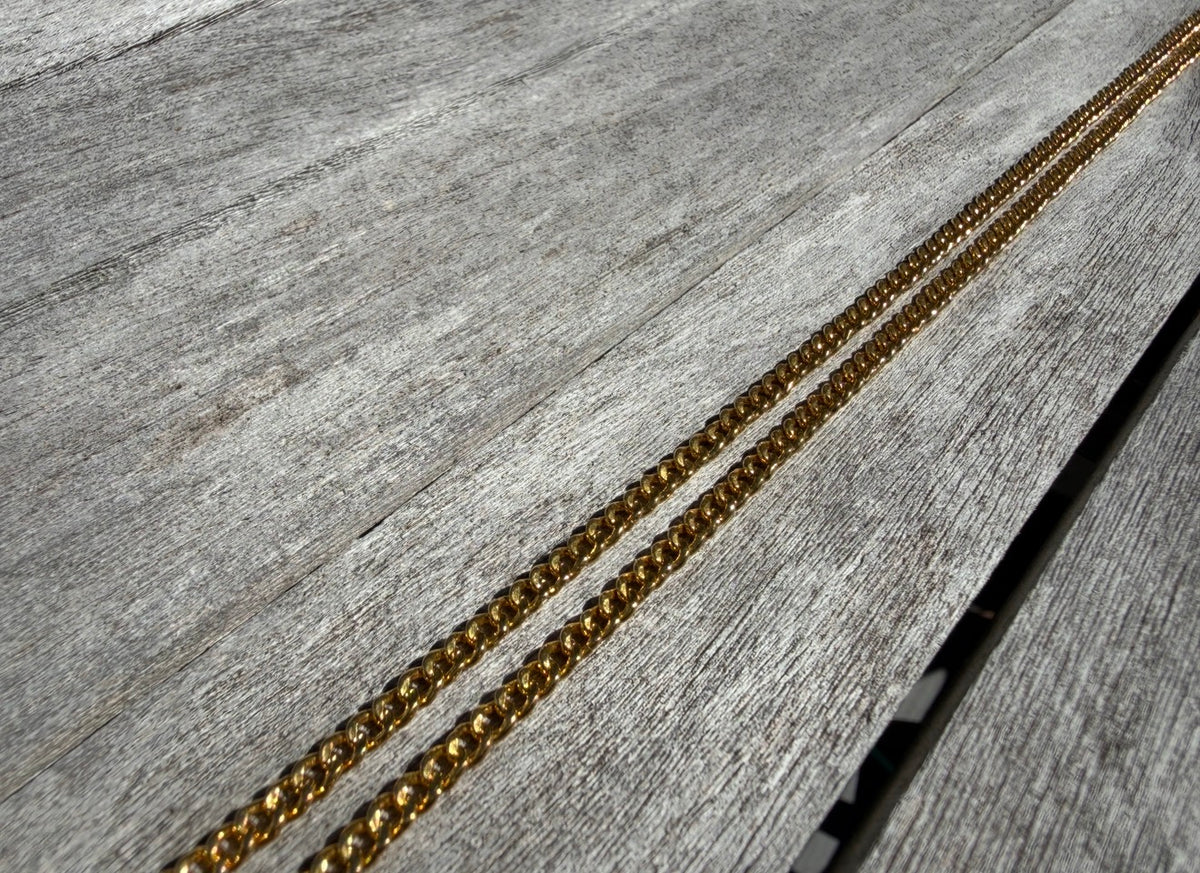26.4g | 22" | 3mm Curb Necklace| 24k